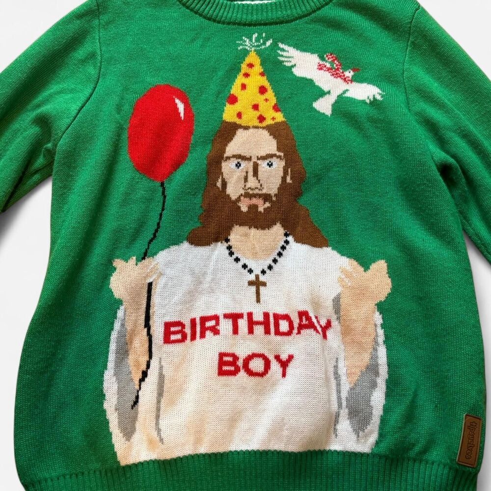 TipsyElves Men's Jesus birthday boy sweater